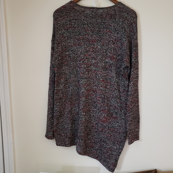 J. Jill Pure Jill Long Tunic Sweater Marled Black White Red Asymmetrical Medium - Picture 12 of 12